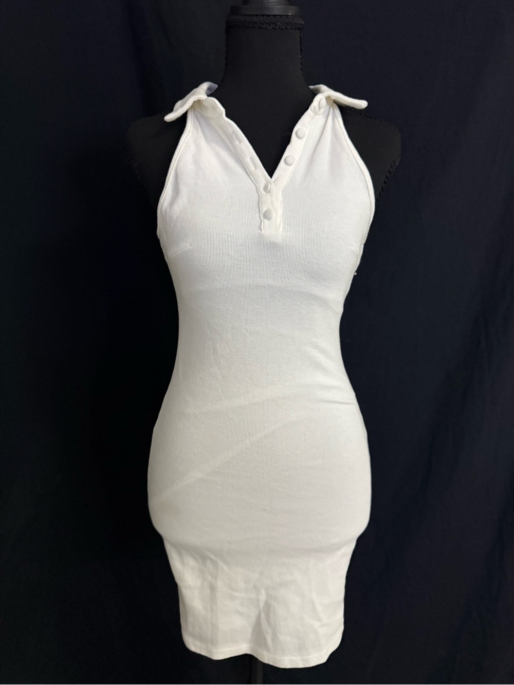 Princess Polly White Halter Ribbed Mini Dress